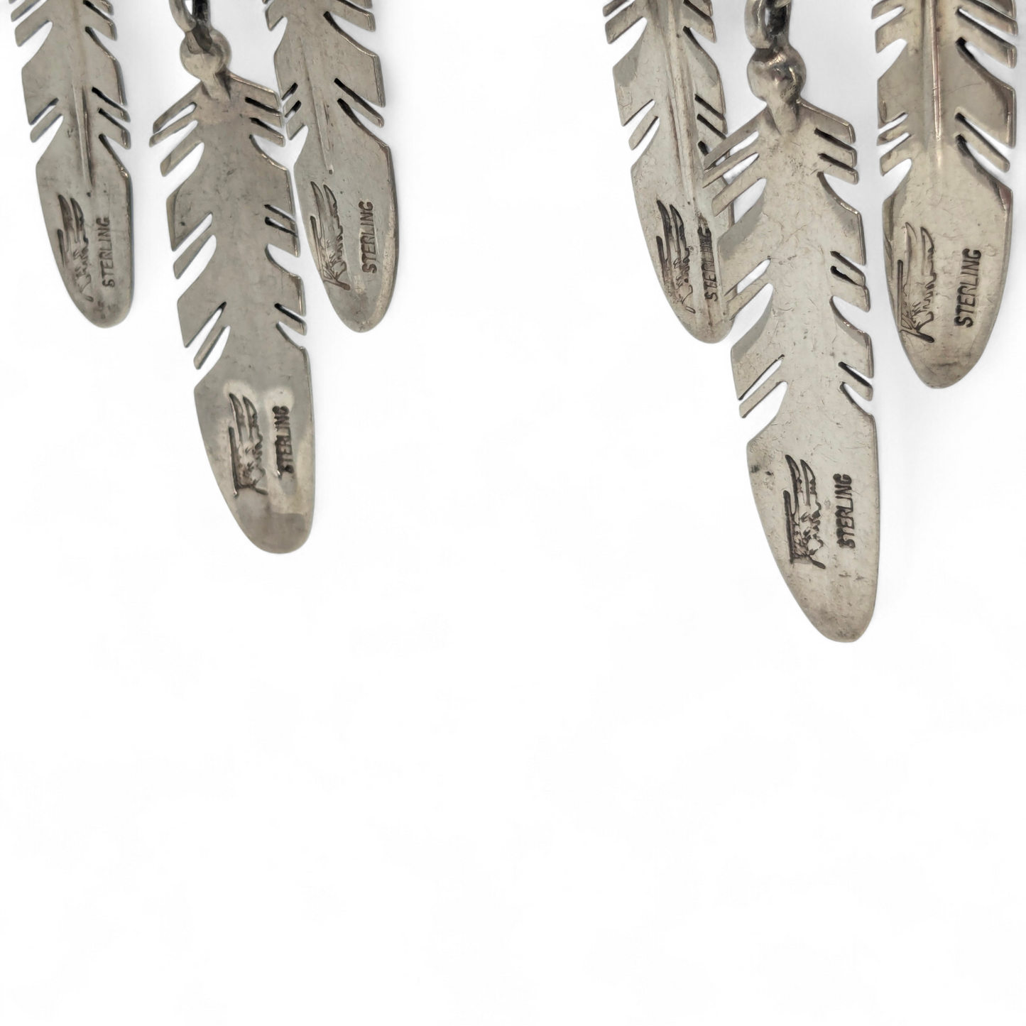 Ray Tracey - Sterling & Multi-stone Feather Dangle Earrings