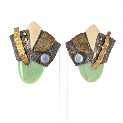 Caroline Strieb & Eric Russell - Contemporary Sterling, 18k, 22k, and Semi-precious Stone Earrings