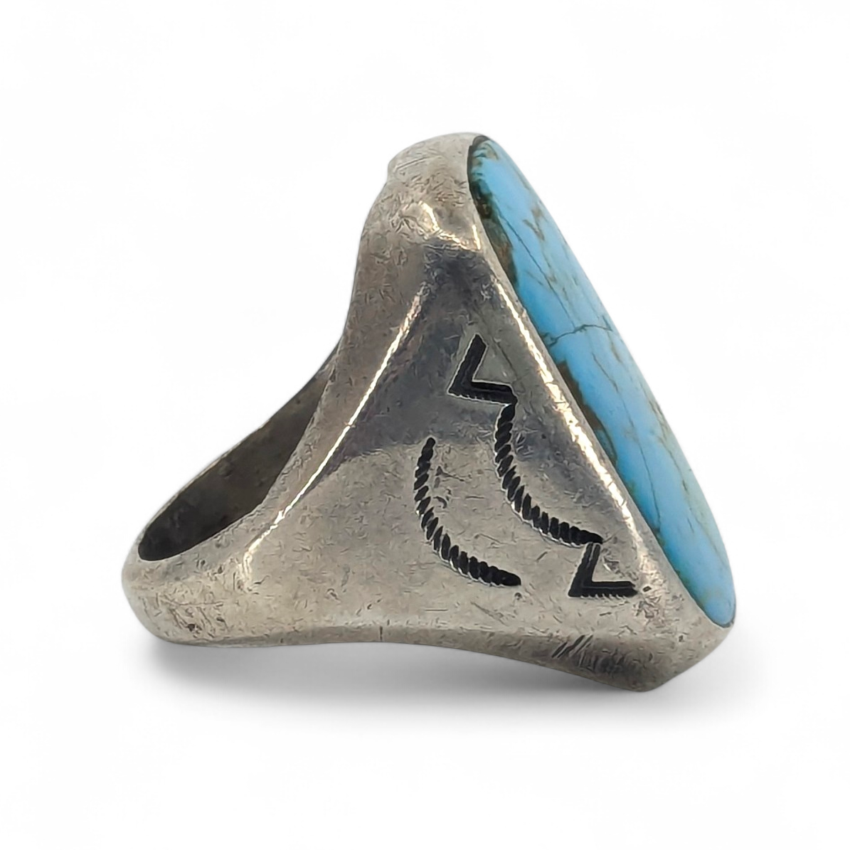 Hefty, Vintage, Navajo Turquoise & Sterling Ring, Size 11.5