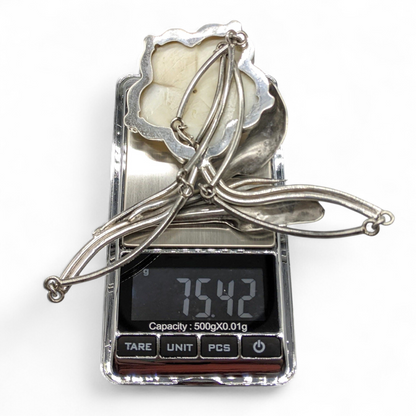 Sterling Calla Lily Necklace With Flower of Shell