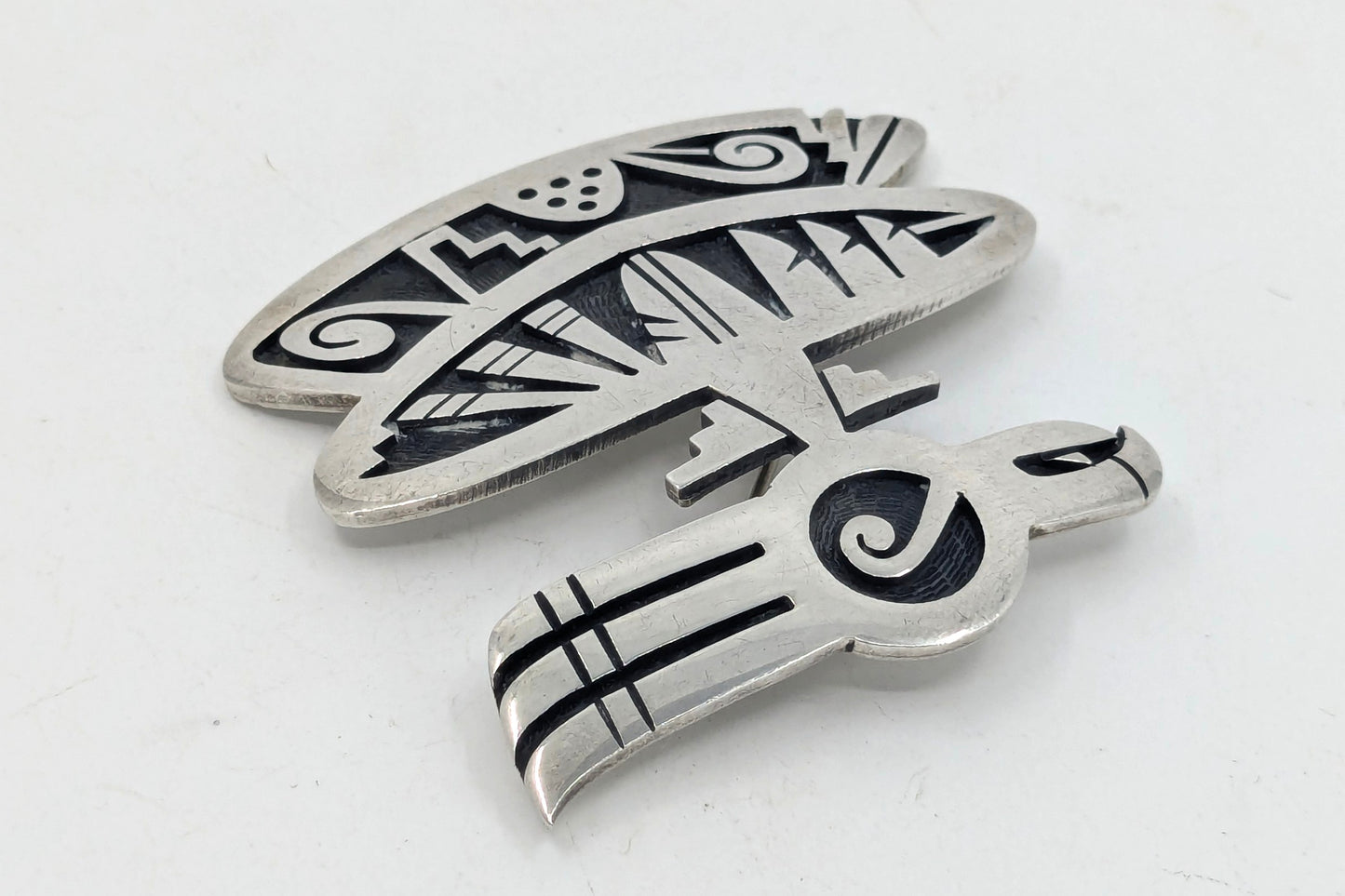 Trinidad Lucas - Hopi Bird Sterling Overlay Brooch
