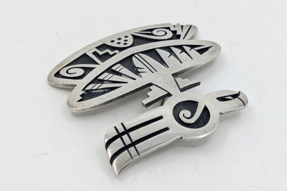 Trinidad Lucas - Hopi Bird Sterling Overlay Brooch