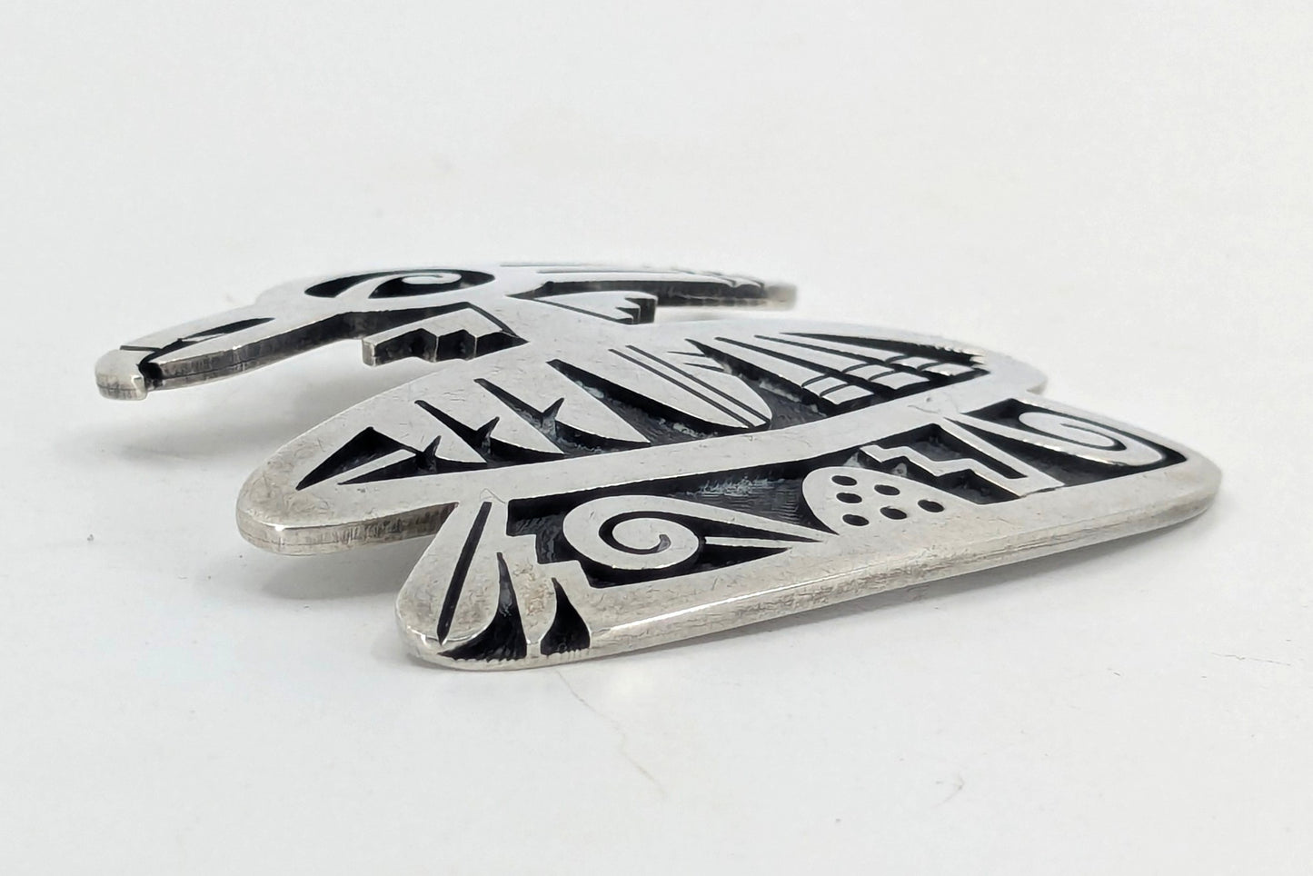 Trinidad Lucas - Hopi Bird Sterling Overlay Brooch