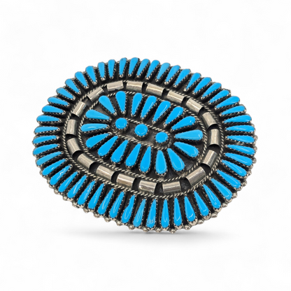 G & AB - Large Vintage Zuni Petit Point Turquoise & Sterling Pendant/Brooch