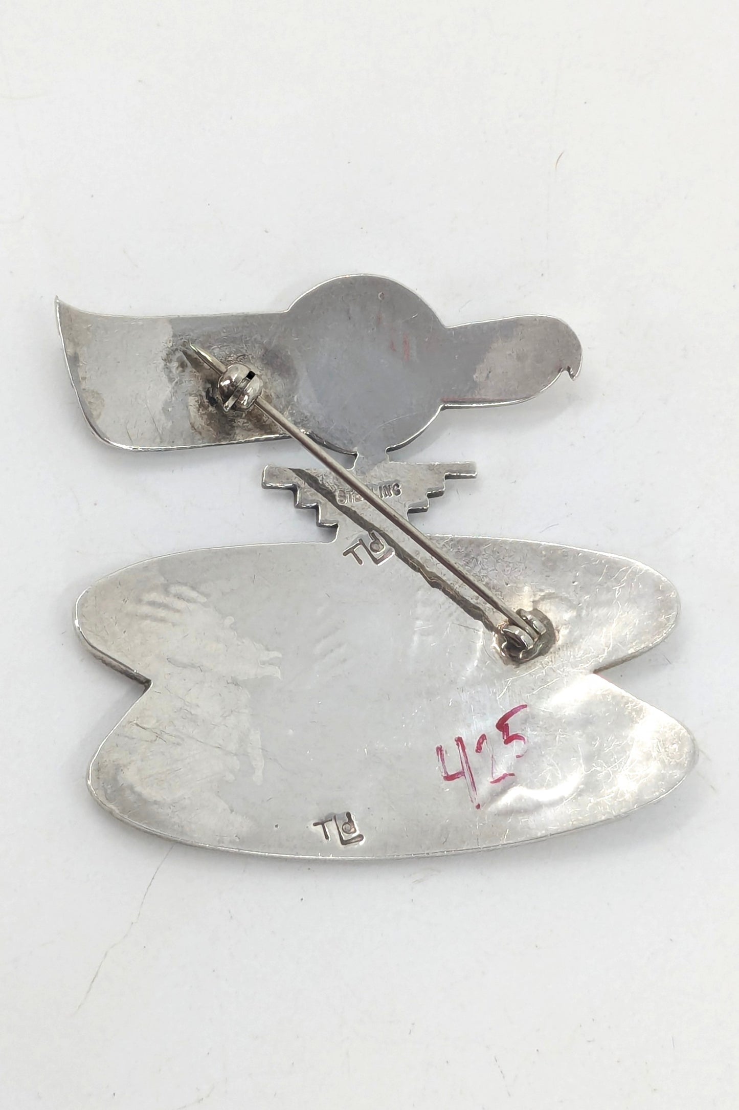 Trinidad Lucas - Hopi Bird Sterling Overlay Brooch