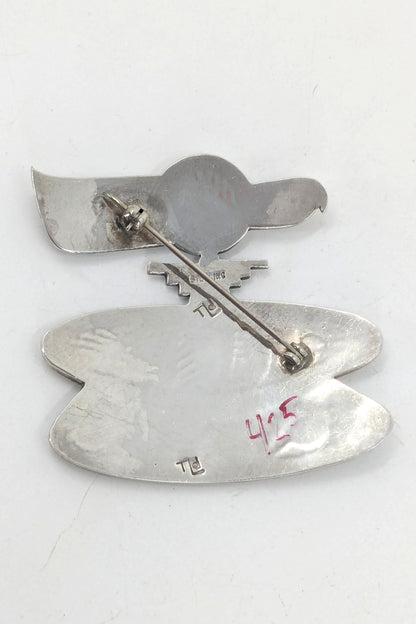 Trinidad Lucas - Hopi Bird Sterling Overlay Brooch