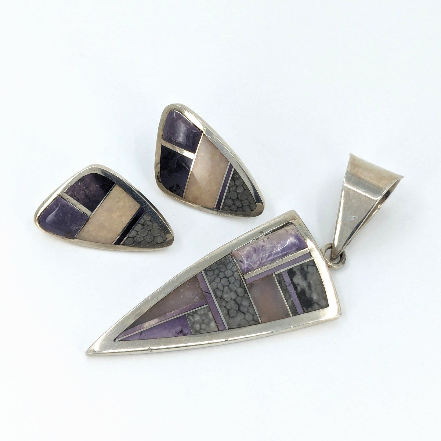 Ray Tracey & Knifewing Segura - Sugilite & Other Stones Pendant & Earrings Set