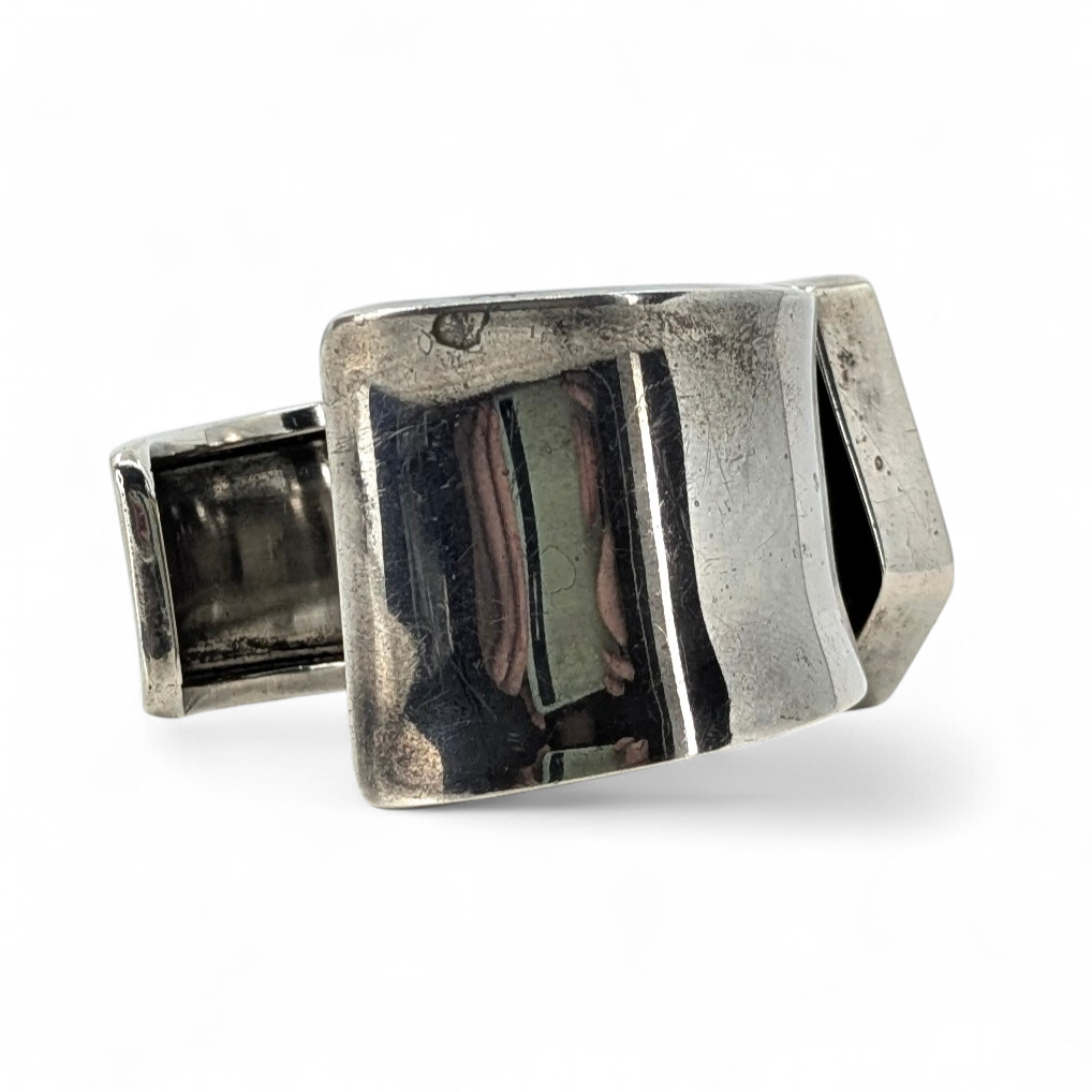 Andy Marion (Navajo) - OOAK Asymmetrical Sterling & Turquoise Cuff