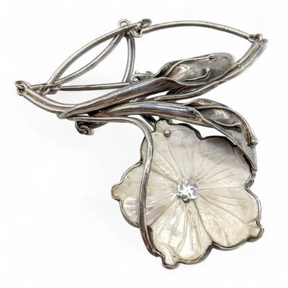 Sterling Calla Lily Necklace With Flower of Shell