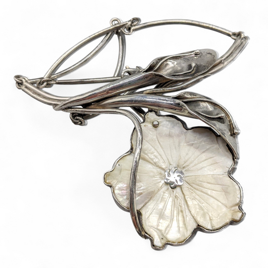 Sterling Calla Lily Necklace With Flower of Shell