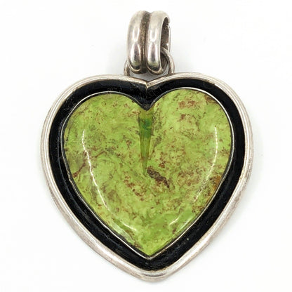 T. Benally - Gaspeite and Sterling Heart Pendant