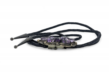 Eye-catching Vintage Amethyst 7-stone, Sterling Bolo