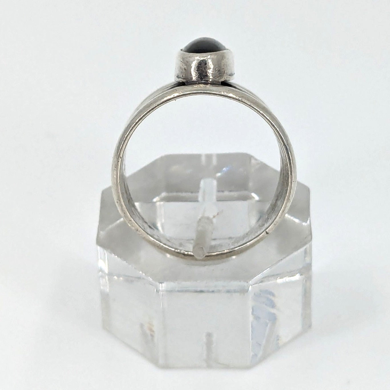 Alvin Thompson - Traditional Sandcast Ring with Jet, Size 7.75