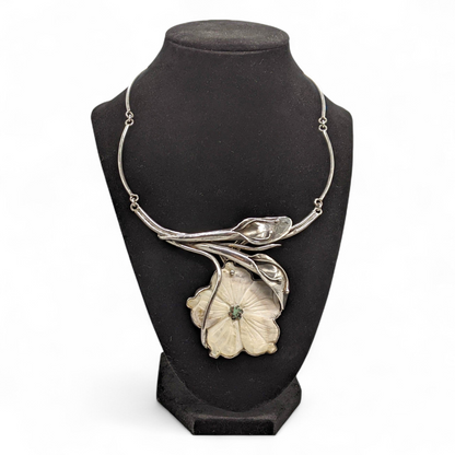 Sterling Calla Lily Necklace With Flower of Shell