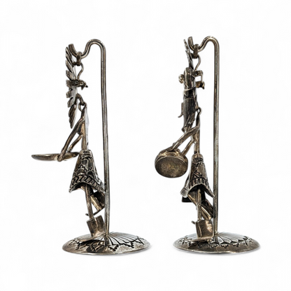 Two Vintage Kachina Pendant/Brooches with Stands