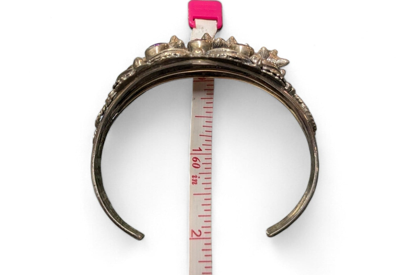 Detailed Four Wolves Cuff with Turquoise and Amethyst