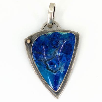 Warren Allen (Aztex Silver) - Bluebird Azurite Chrysocolla Gem Silica Chalcedony Pendant