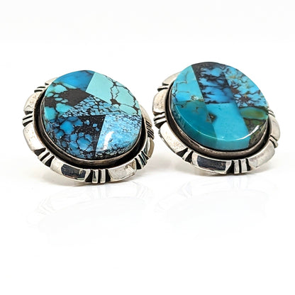 Benjamin Piaso, Jr. - Turquoise Mosaic in Sterling Earrings