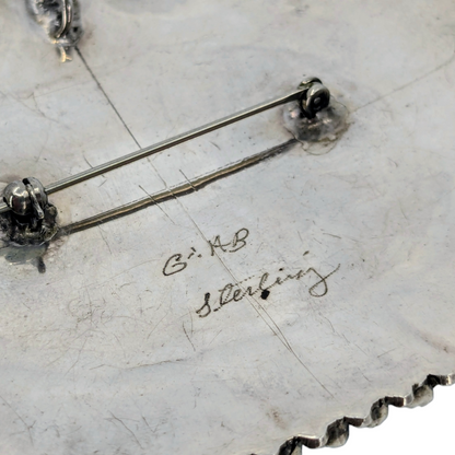 G & AB - Large Vintage Zuni Petit Point Turquoise & Sterling Pendant/Brooch