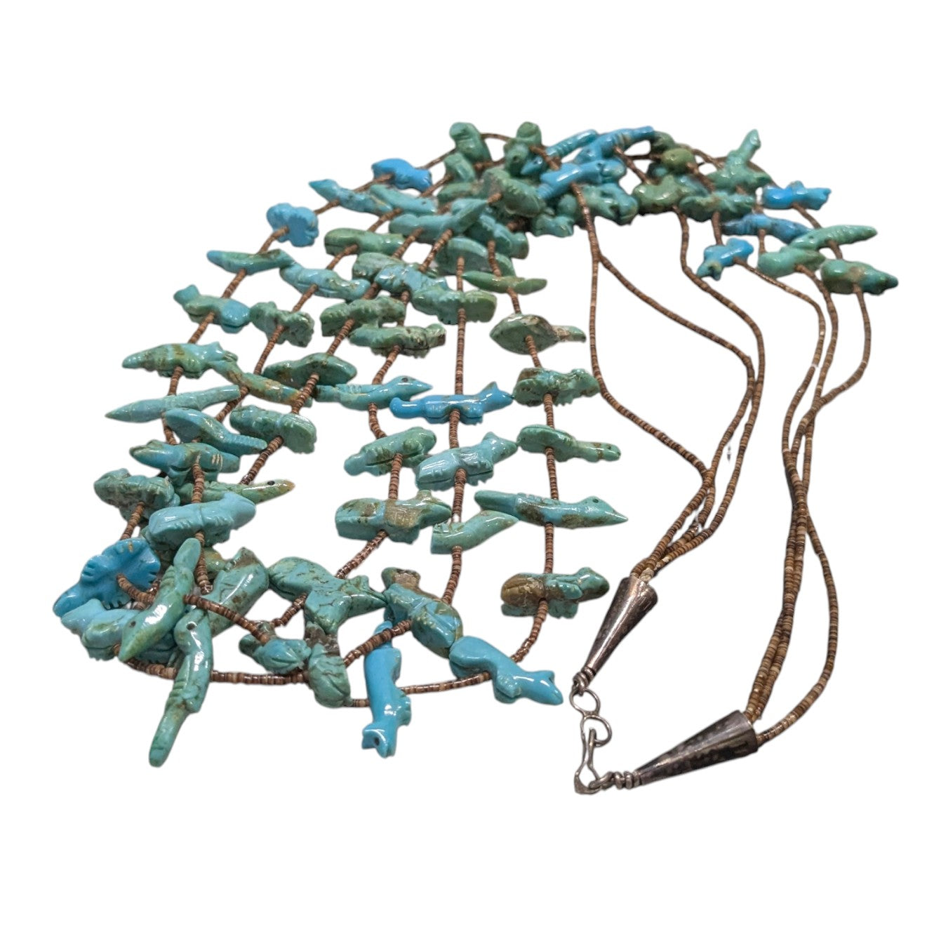 Lavina Kaskalla - Vintage Zuni 3-Strand Turquoise Fetish Necklace