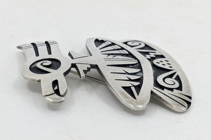 Trinidad Lucas - Hopi Bird Sterling Overlay Brooch