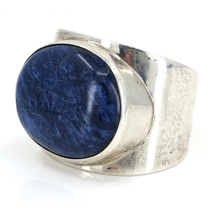 Harlene Korey (Kalibre 1985) - Sterling and Sodalite Ring (Size 8.75) & Earrings Statement Set