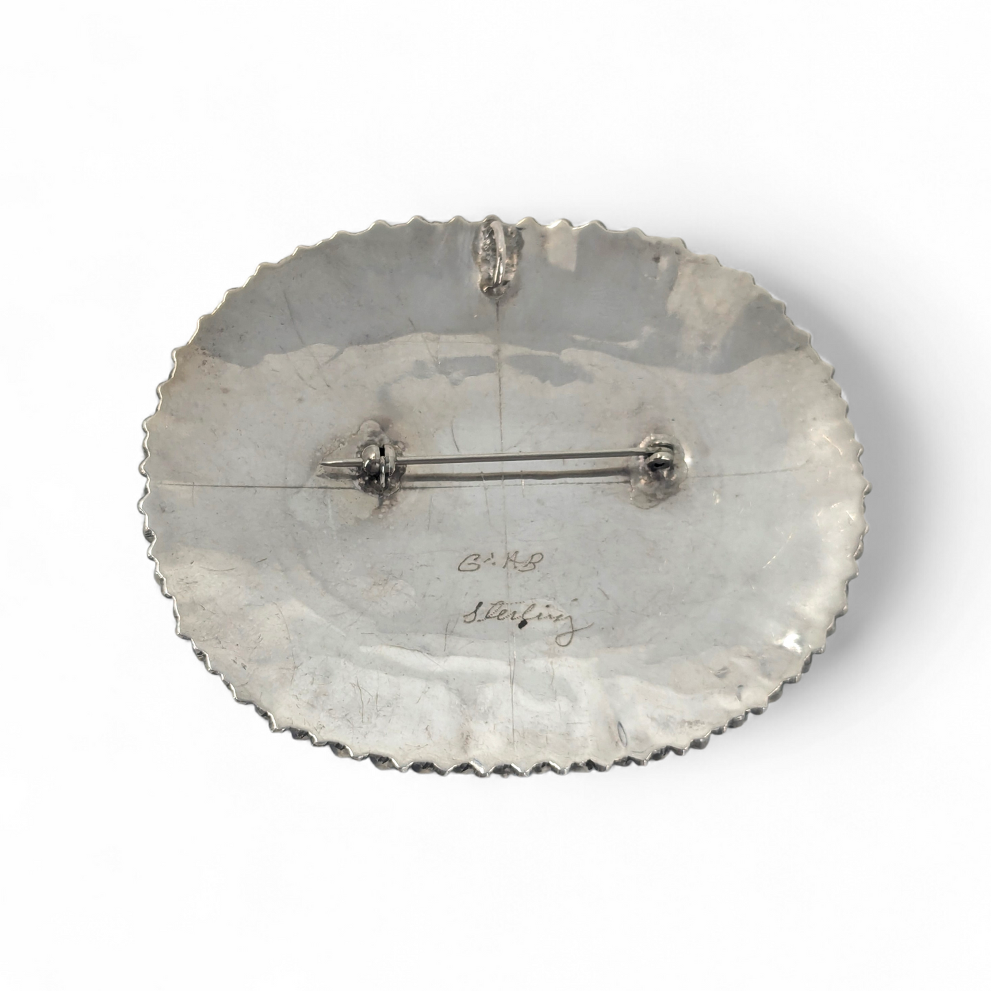 G & AB - Large Vintage Zuni Petit Point Turquoise & Sterling Pendant/Brooch