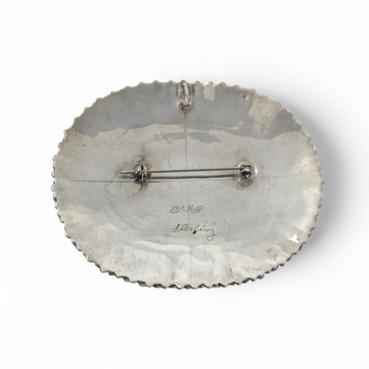 G & AB - Large Vintage Zuni Petit Point Turquoise & Sterling Pendant/Brooch