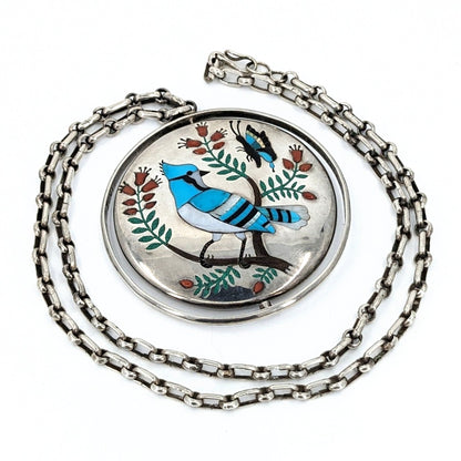 Silas & Bertie Ohmsatte - Zuni Cardinal & Blue Jay with Butterflies Spinner Necklace