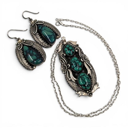 Peterson Johnson - Skyhorse Turquoise Pendant and Earrings Set