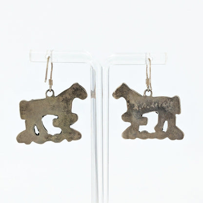 Edward Leekity - Zuni Horse Inlay Sterling Earrings