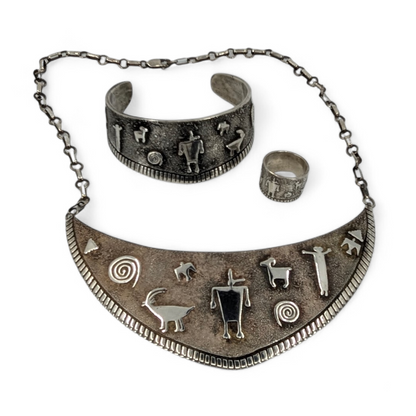 James Rogers (Anglo) - Sterling Petroglyph Parure Set