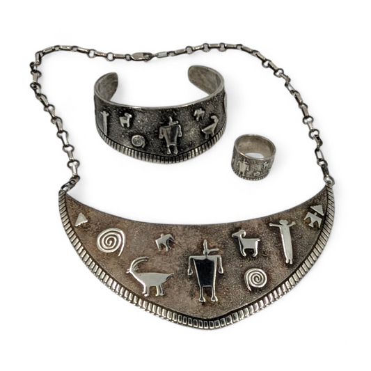 James Rogers (Anglo) - Sterling Petroglyph Parure Set