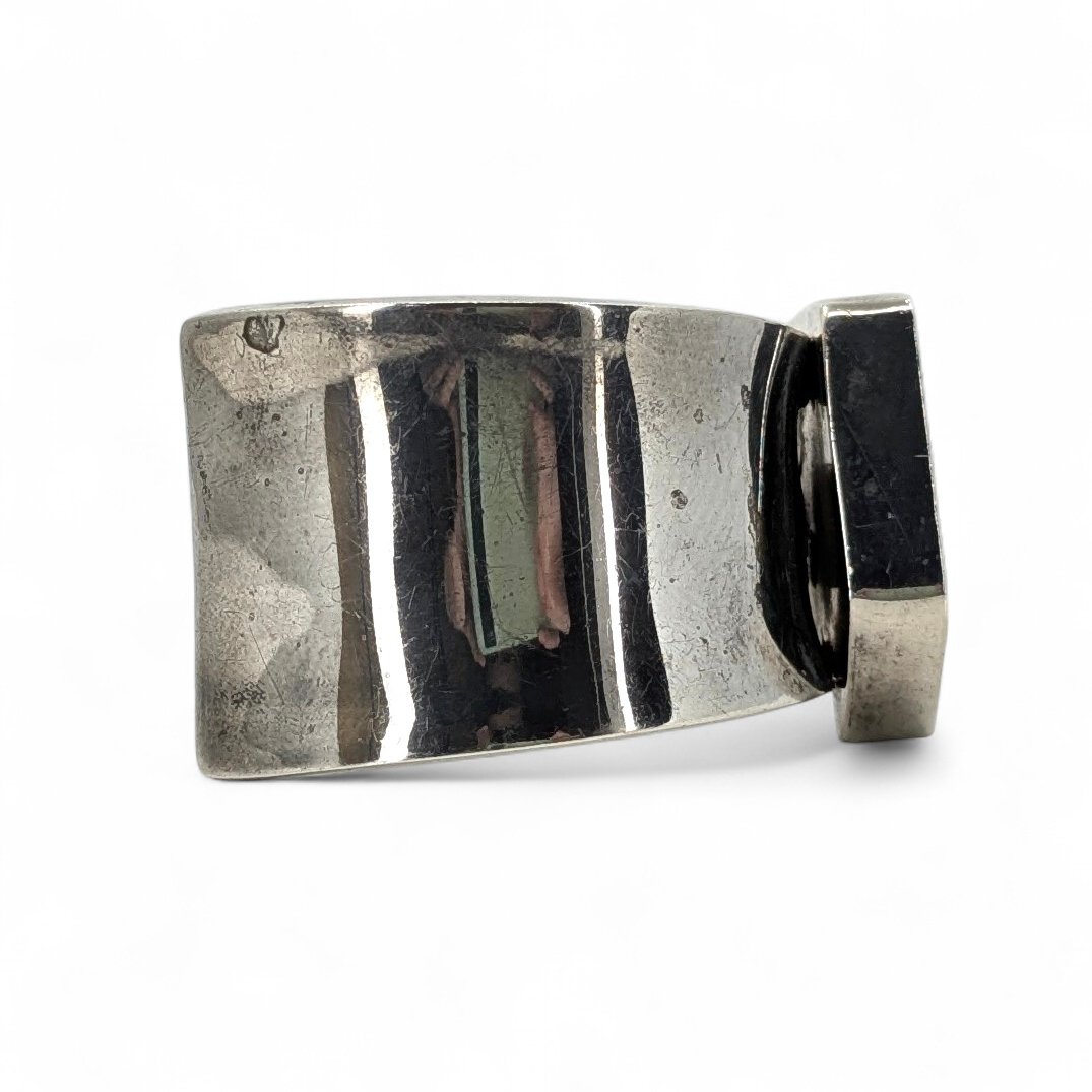 Andy Marion (Navajo) - OOAK Asymmetrical Sterling & Turquoise Cuff