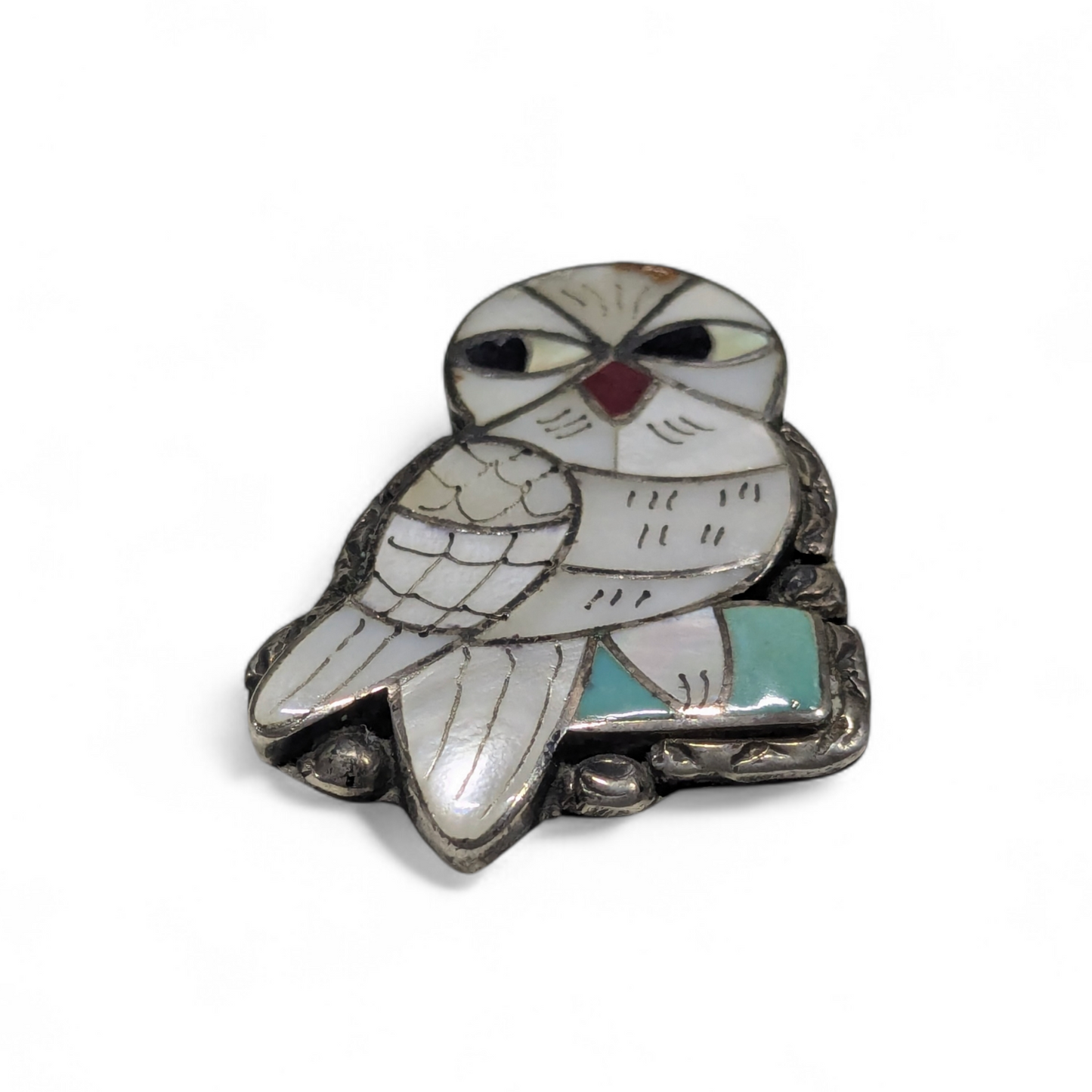 Porfilio Sheyka (Zuni) - Owl Inlay Pendant/Brooch