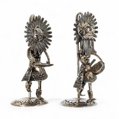 Two Vintage Kachina Pendant/Brooches with Stands